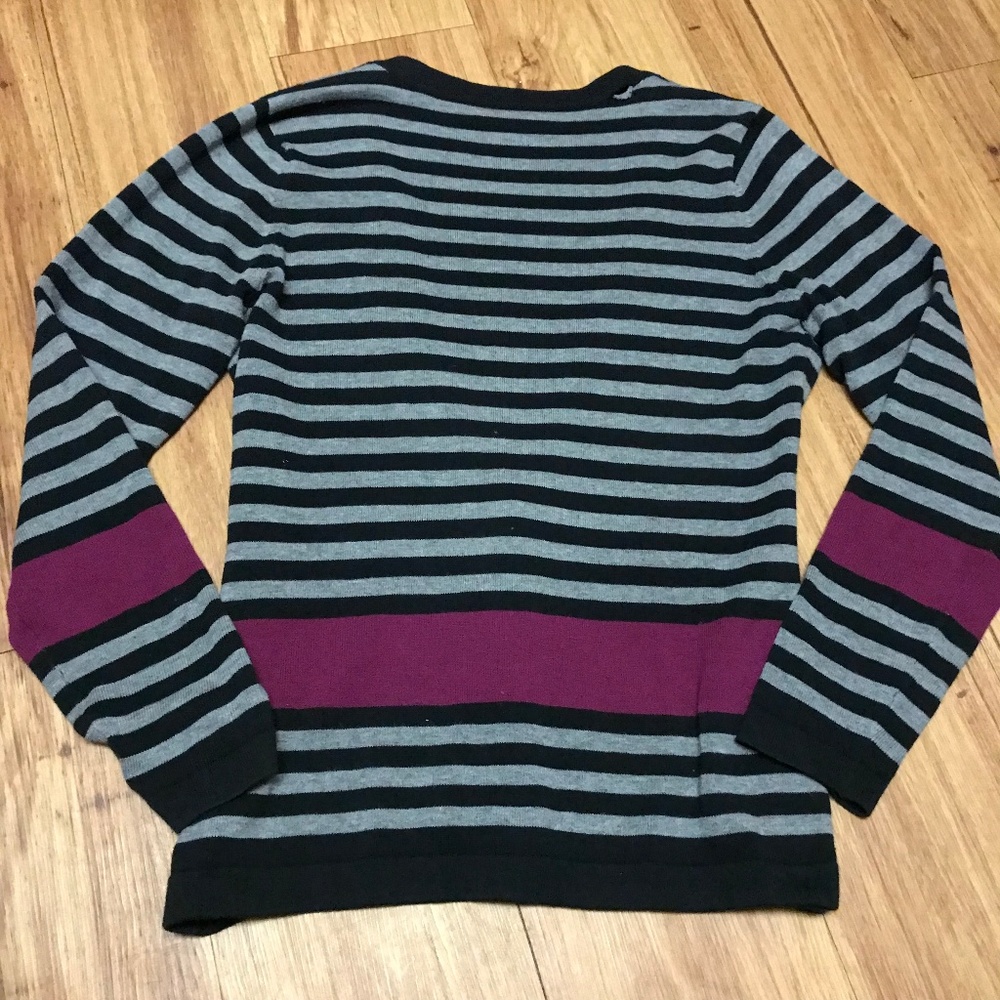 Gianni Bini Grey & Purple Striped Cardigan Sweater - Picture 7 of 8